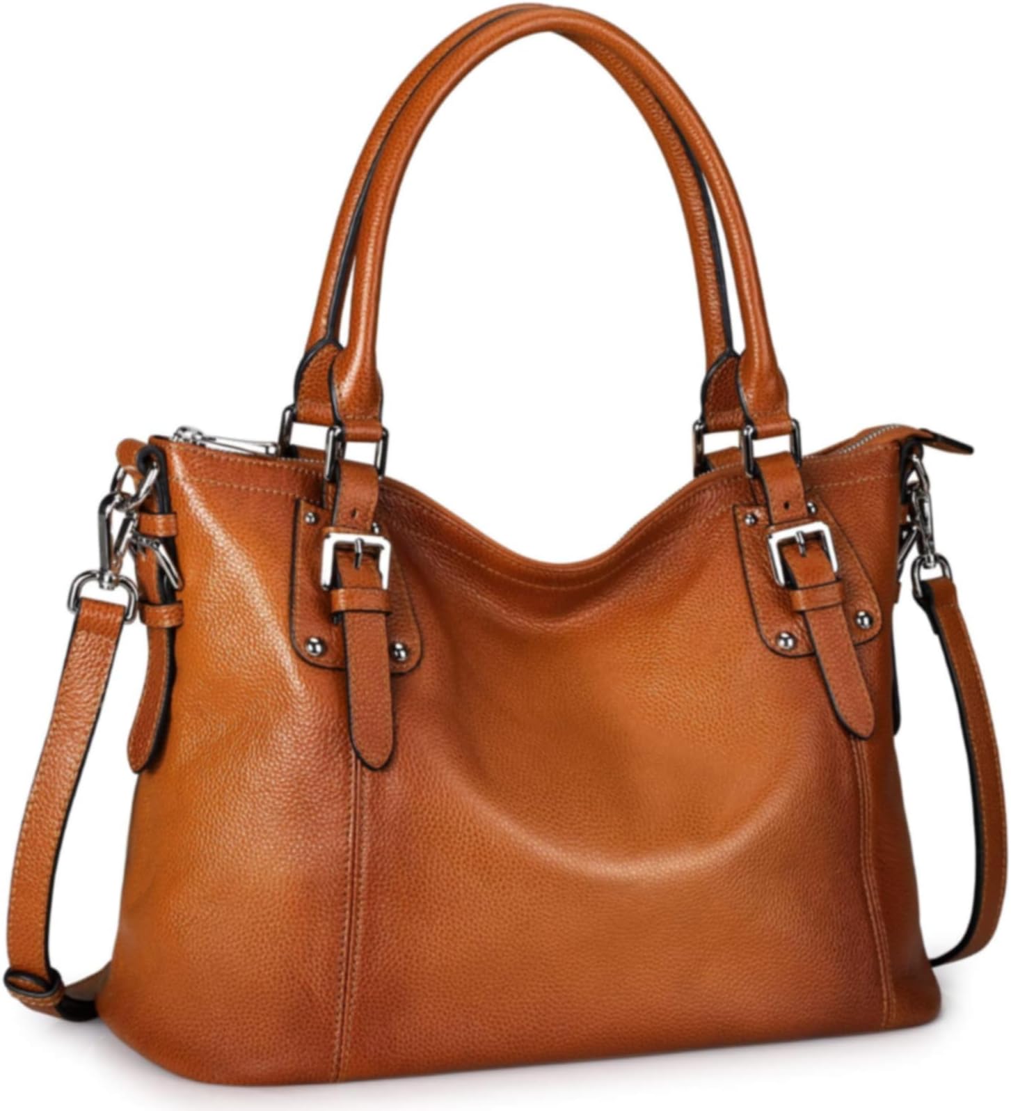 S-ZONEWomen Genuine Leather Handbag Work Tote Shoulder Purse Crossbody Bag