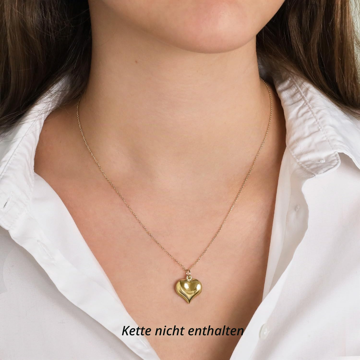 forme di Lucchetta - 18 Karat gewölbter Herz-Anhänger - 750 Gelbgold | klein oder groß, Goldanhänger Damen Mädchen 750 Echtgold für Kette (bis zu 4 mm), hergestellt in Italien