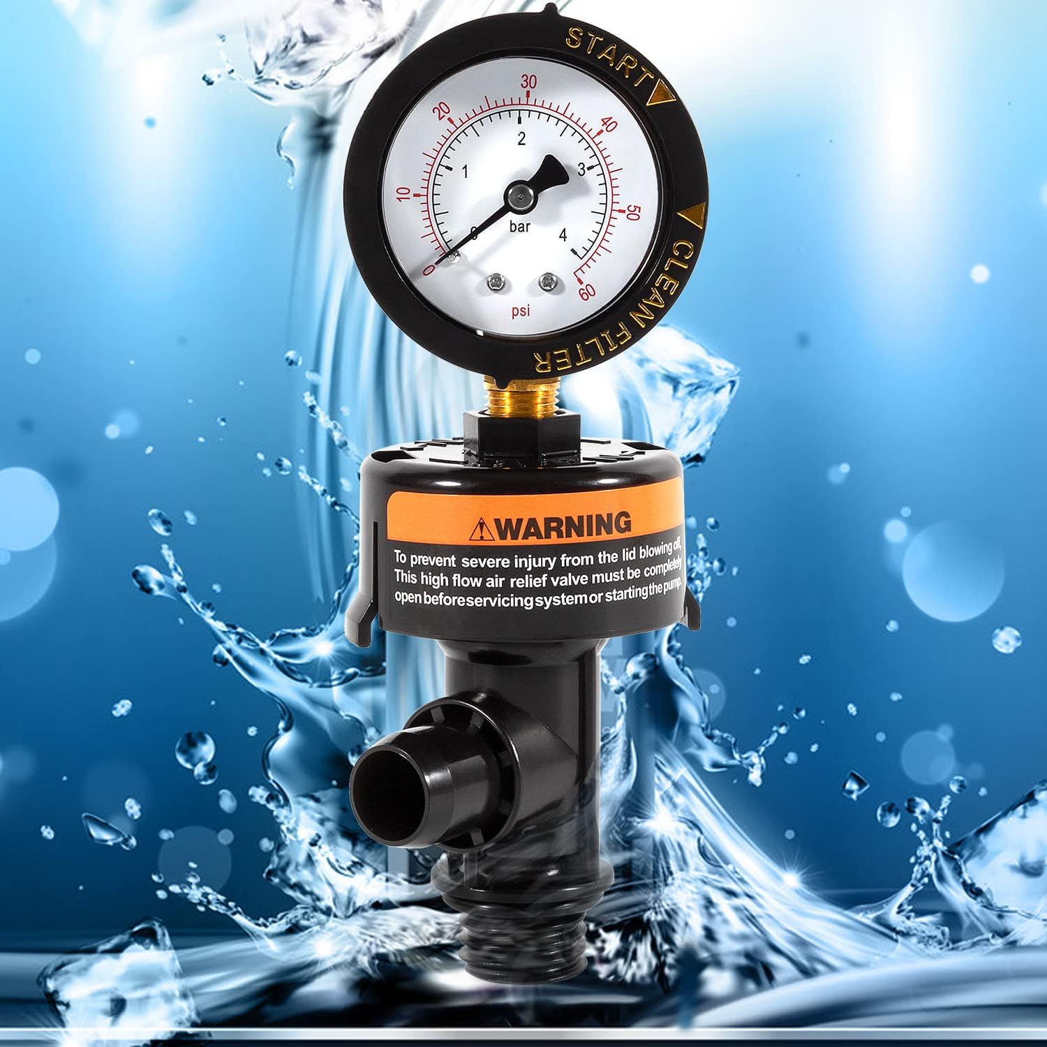 sixcow 98209800 High Flow Manual Relief Valve w/Pressure Gauge Replacement for Pentair Pool and Spa Filter : Patio, Lawn & Garden