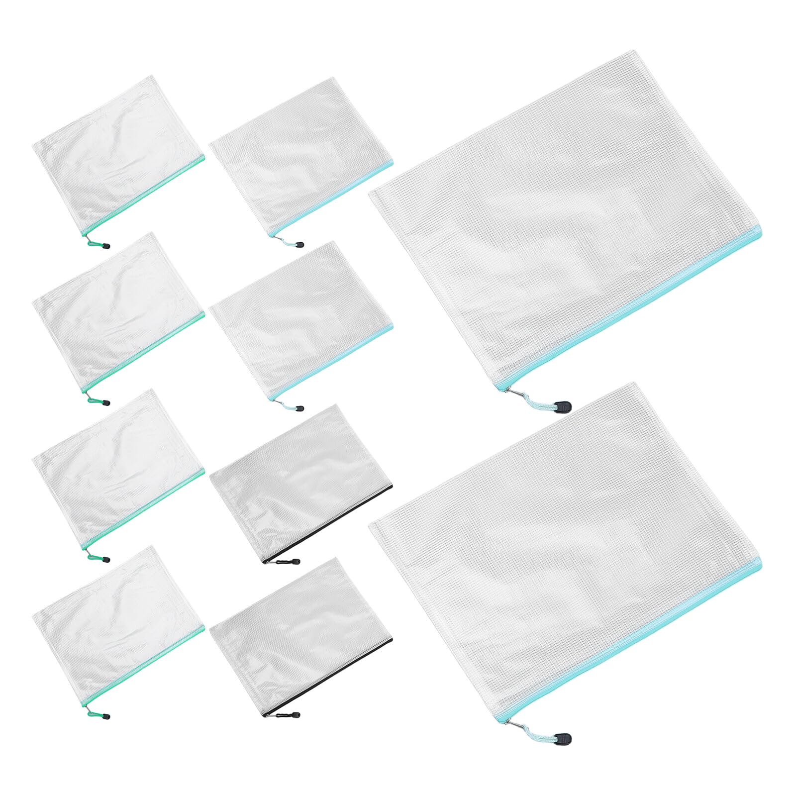 12pezzi Busta per Documenti Rete Cerniera Organizer in Pvc Trasparente per Ufficio e Viaggio Protezione da Umidità e Facile Visualizzazione Colore Casuale