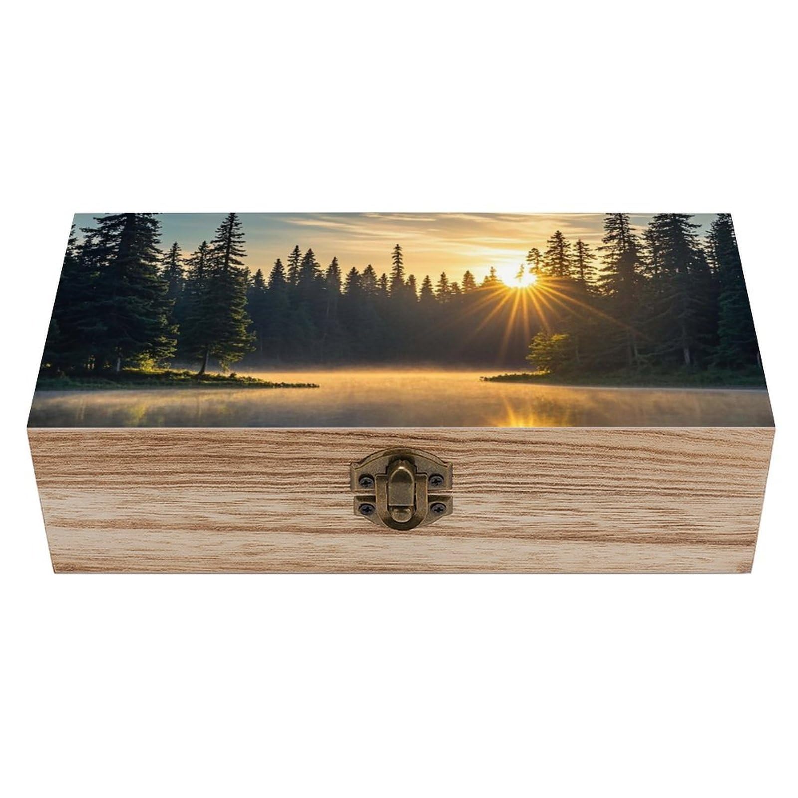 Sunrise on The Lake Wooden Keepsake Box Storage Boxes with Hinged Lid