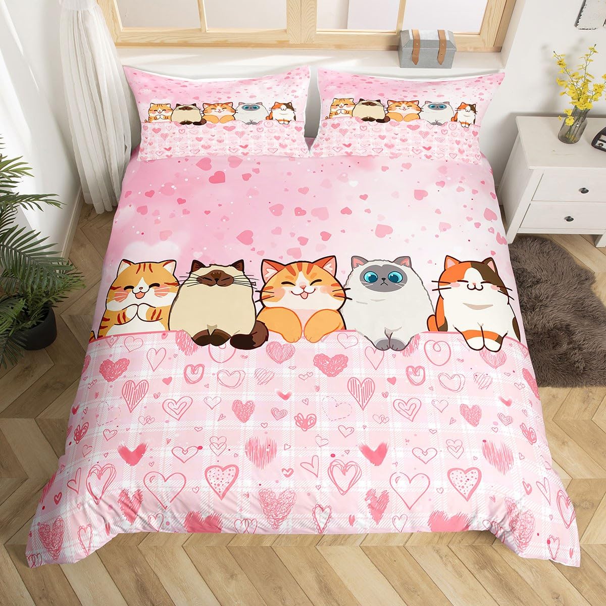 Housse de couette chat Kawaii Kitten 135x200 pour illuminer la chambre des enfants et ados