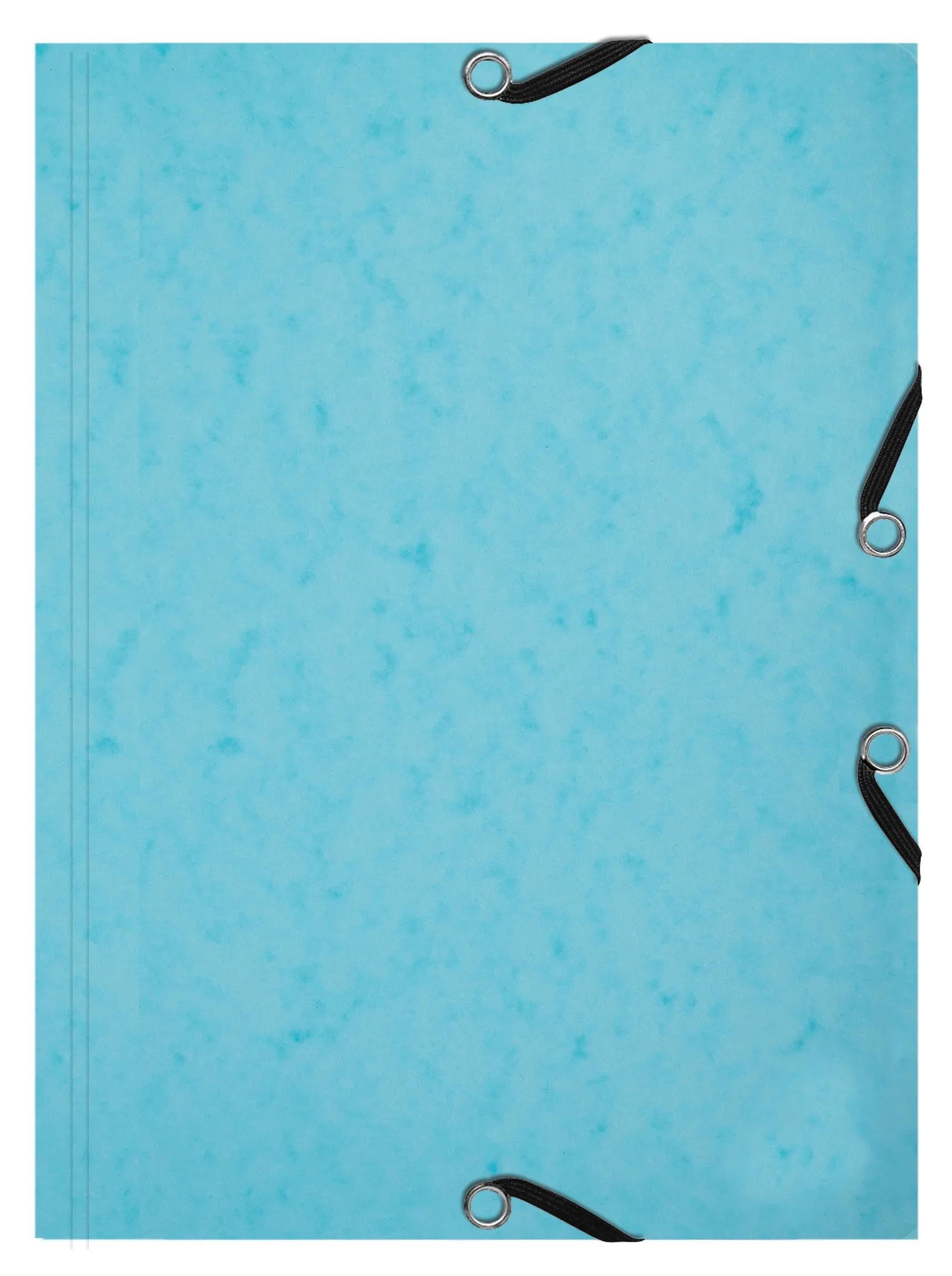 Exacompta - Réf. 55566E - Carton de 10 chemises à rabat avec élastique 14,8 x 21 cm - 25 fiches bristol A5 205g - Coloris aléatoire - la chemise est toujours de la couleur des fiches