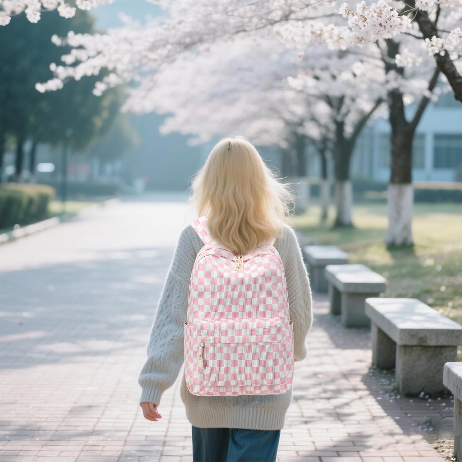  School Backpack for Teen Girls Bookbags Elementary High School Corduroy Laptop Bags Women Travel Daypacks thumbnail