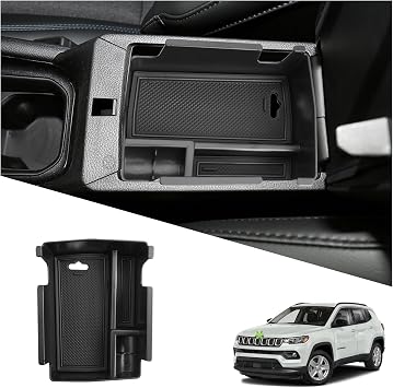 Ruiya 2026 Jeep Compass Center Console Organizer for 2026 Jeep Compass Accessories ABS Material Middle Console Organizer Compatible with 2022-2025 2026 Jeep Compass Interior Accessories