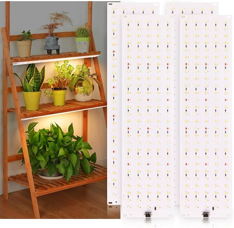 seOSTO LED Növénylámpa 4 Darabos Szett, 540 LED Teljes Spektrumú Növényvilágítás, 10 Fényerő Szint, 3 Világítási Mód, Időzítő Funkcióval
