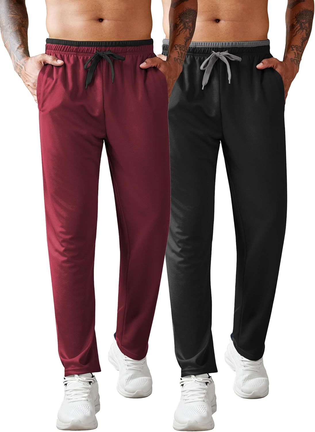 COOFANDY Mens Athletic Workout Pants Open Bottom Sweatpants Mesh Gym Pants for Runnning, Training,Casual