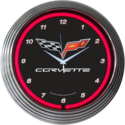 Neonetics Coches y motocicletas Corvette C6 Neon Reloj de pared, 15 pulgadas