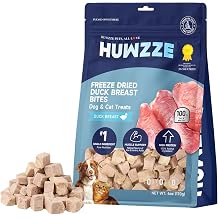 Freeze Dried Duck Breast Treats for Dogs & Cats, Single Ingredient High Protein Training Treats, Grain Free Raw Diet Meal Topper, 6 oz