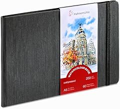 Hahnemühle Aquarellbuch, 200 g/m², feine Körnung, 30 Blatt, naturweiß, DIN A5 Landschaftsformat