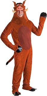 Disney Lion King Pumbaa Costume for Adults -Jumpsuit, Headpiece, Gloves & Shoe Covers - Officially Licensed