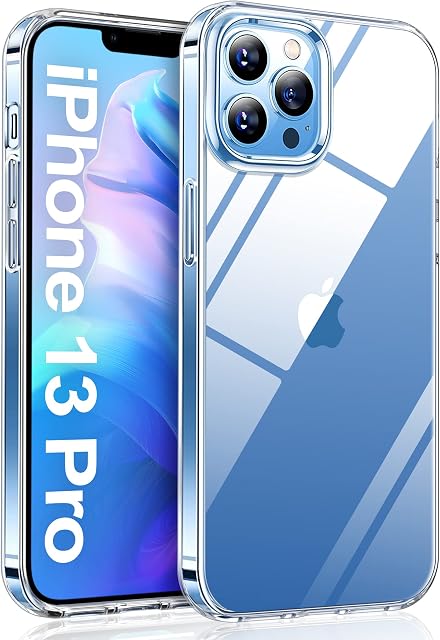 USLAI Crystal Clear for iPhone 13 Pro Case, Anti-Scratch Slim Thin Shockproof Protective Phone Cover, Transparent
