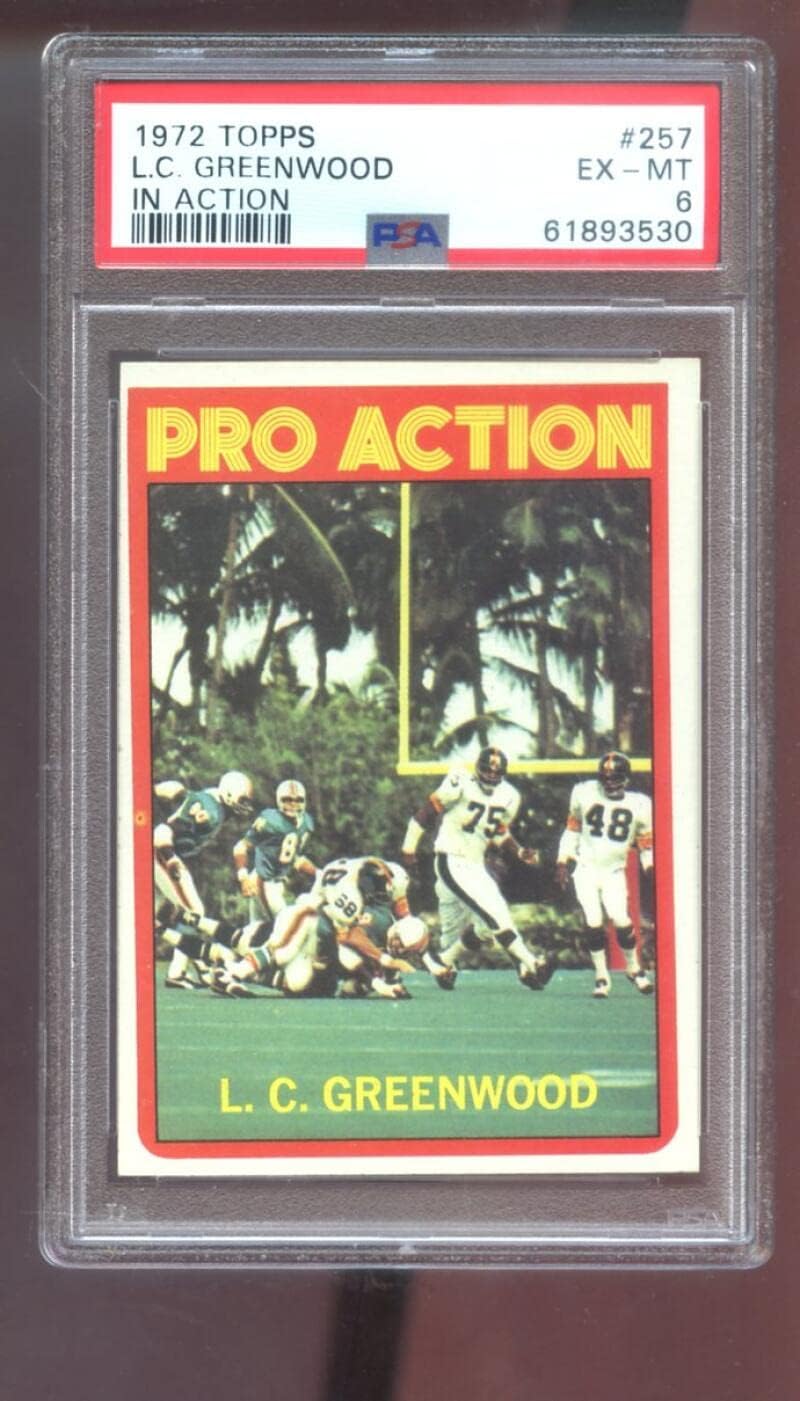 1972 Topps #257 L.C. Greenwood LC In Pro Action ROOKIE PSA 6 Graded Football Card NFL Pittsburgh Steelers