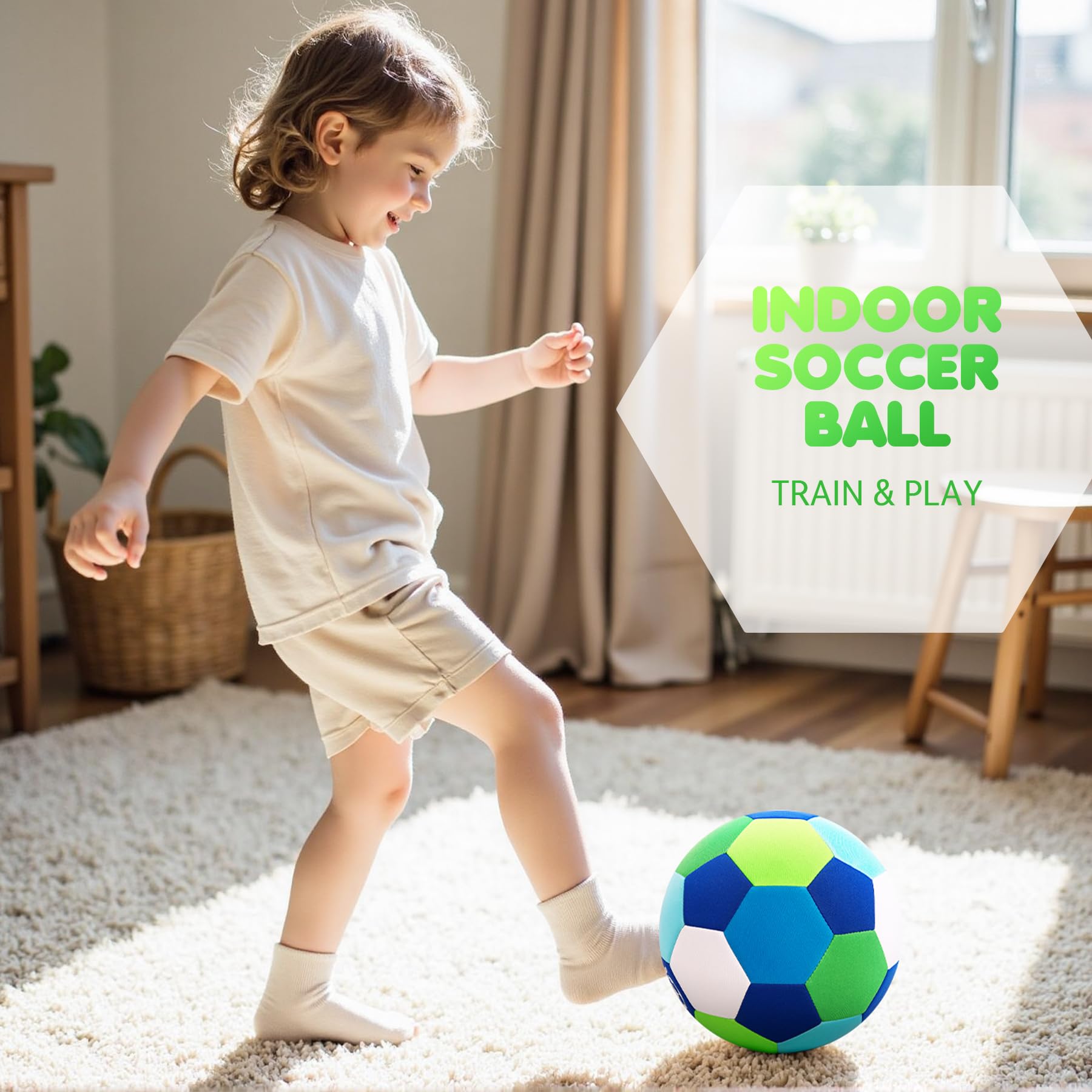 Balón de fútbol de casa, caja de zapatos de Navidad para niños, pelota de fútbol para interiores tamaño 4 con bomba desinflada, bola silenciosa para el interior de la casa para niños pequeños 8