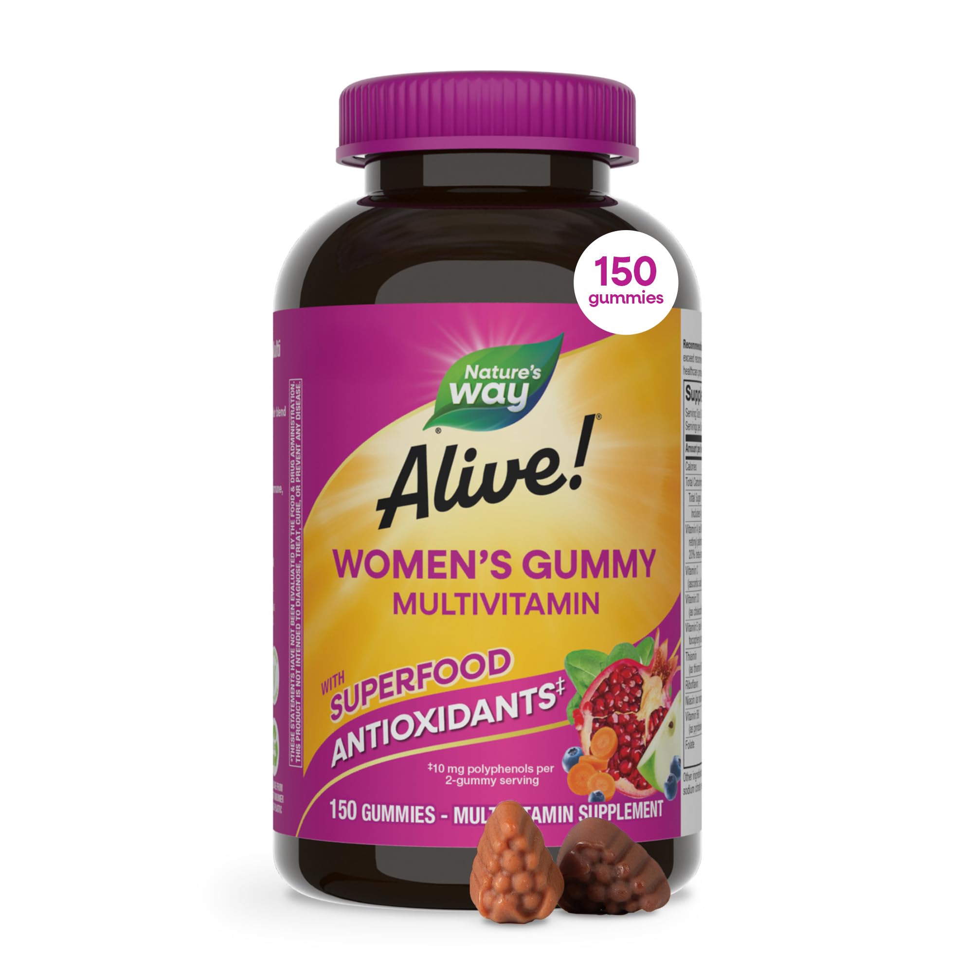 Nature's Way Alive! Women’s Multivitamin Gummy, Vitamins A, C, D3, E, 150ct 150 Count (Pack of 1)