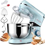 KUCCU 660W Stand Mixer, 6.5 Qt Tilt-Head Food Dough Mixer, 6+P Speeds Kitchen Electric Mixer with Stainless Steel Bowl,Dough Hook,Whisk, Beater, Egg white separator - Red