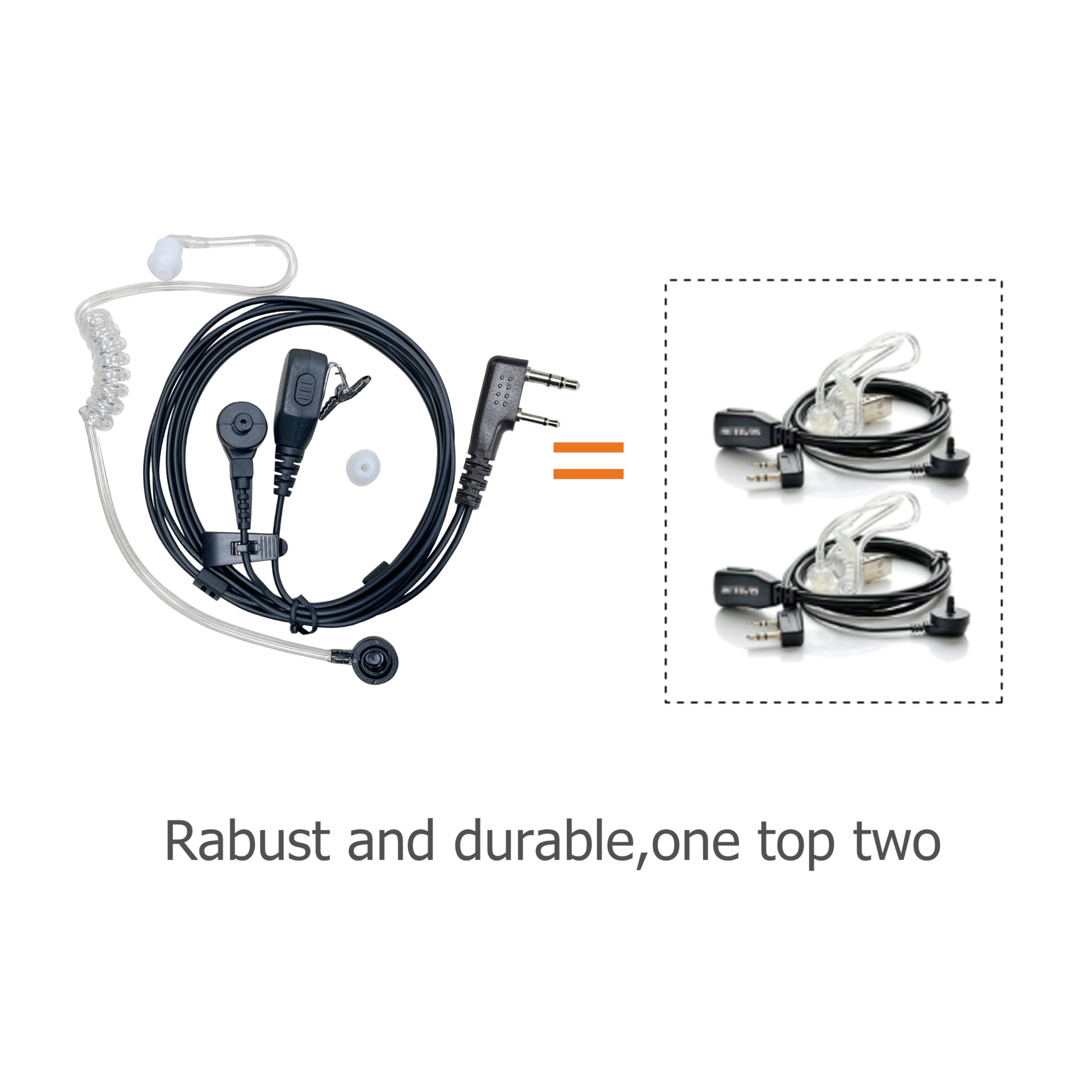 SHON Auricular Walkie Talkie con micrófono, tubo acústico de 2 pines para un sonido cristalino, compatible con radios bidireccionales Kenwood Baofeng y Retevis, para las fuerzas del orden policial (1