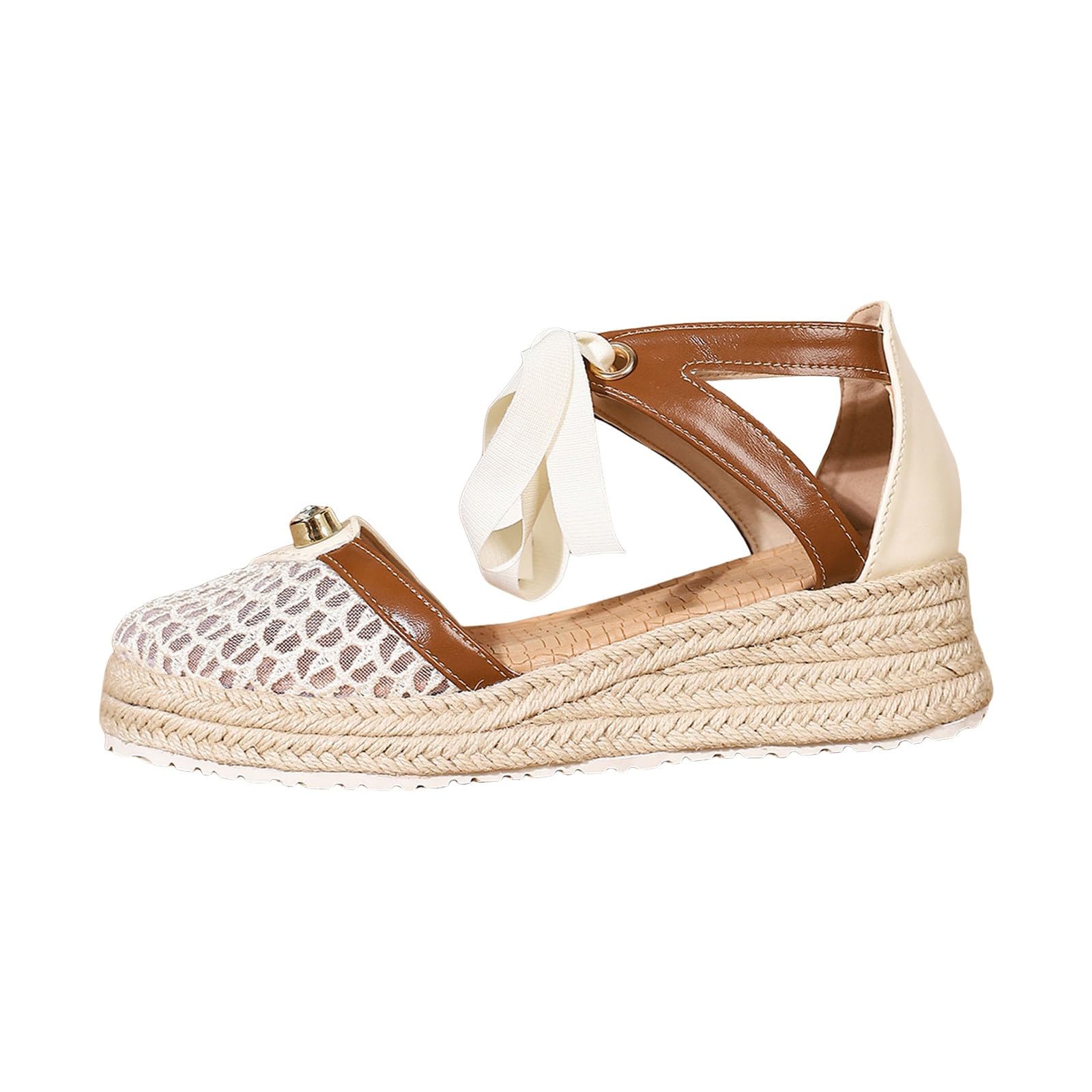 Sandalias Mujer Cuña Verano,Sandalia Mujer Comodas,de Verano Tipo Alpargata con de Cuerda y Tira para Atar al Tobillo para Comodidad Informal Plataforma Casuales para Senderismo Sandalia