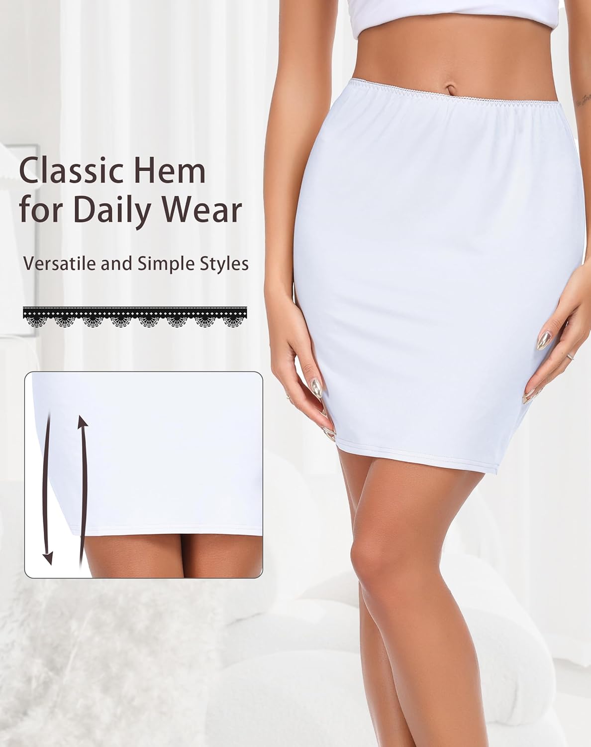 Vlazom Women's Half Slip for Under Dress Short Petticoat Above Knee Under Slips for Women Under Dresses Size S-XXL - Image 4