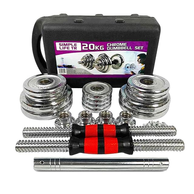 Adjustable Cast Iron Dumbbell Sets with Portable Packing Box 2In1 Dumbbells Barbell with Connecting Rod 20KG Home Gym
