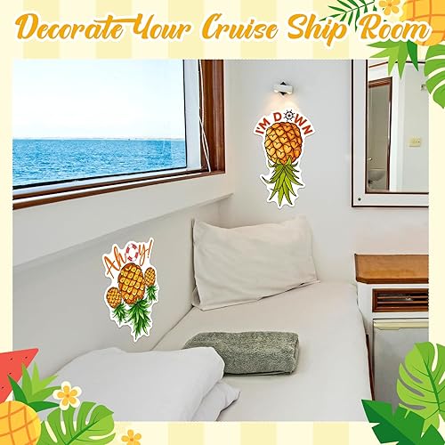 Miniatura 10 de 2 imanes de piña al revés para decoración de puertas de crucero, calcomanías de piña para automóvil, nevera, carnaval, camarote, refrigerador,