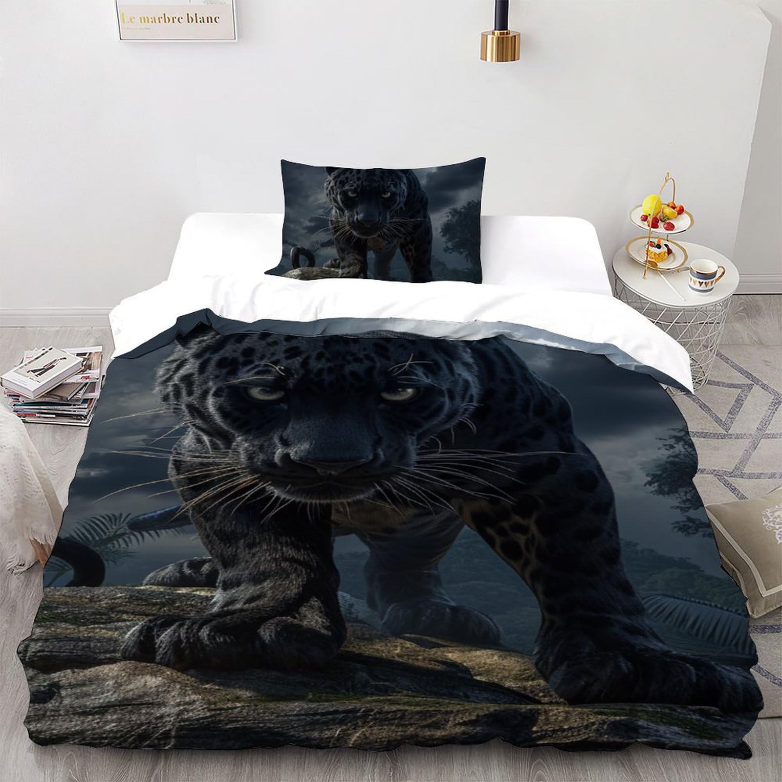 Parure de lit guépard avec fermeture éclair housse microfibre sans repassage