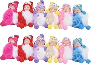 VGEBY Sleeping Baby Doll Keychain 12pcs Sleeping Baby Doll Keychain Fur Fluffy Key Chains for Keyring Handbag