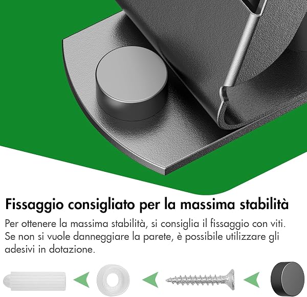 Radikor Porta Scope Parete, Portascope da Muro con 4 Supporti e 3 Ganci, Appendi Scope a Muro Autoadesivo, Appendiscope in Acciaio Inox Avvitabile, Ganci Porta Attrezzi da Giardino, Nero - 5