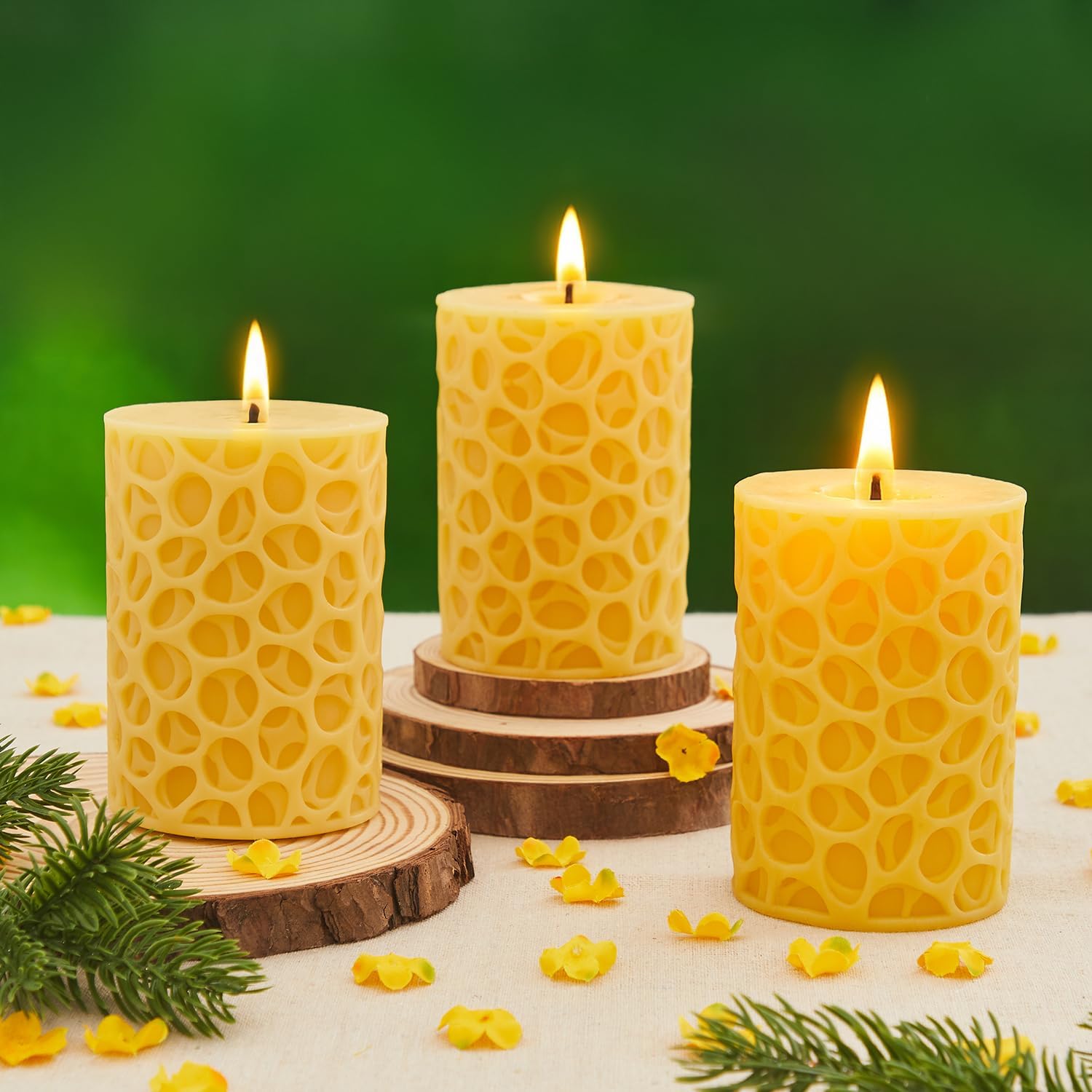 2 inch White Floating Candles 48pack and 3 * 4 inch Beeswax Pillar Candles 3pack