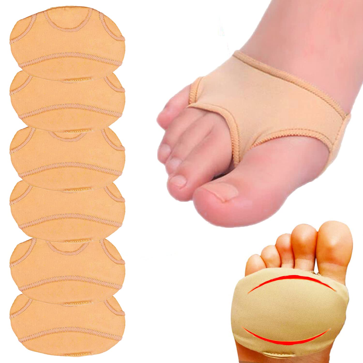 Buy Footsihome 6 Pack Metatarsal Sleeve with Gel Pads, Ball of Foot