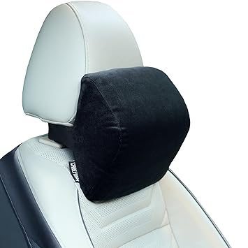 CareFoam Ultimate Memory Foam Car Neck Rest Pillow, Comfortable Rides, Superior Neck Support Cushion, Relieves Neck Pain, Black Velvet Cover | 14 x11 x5 Inch | Small Pack of 1 - image, photos