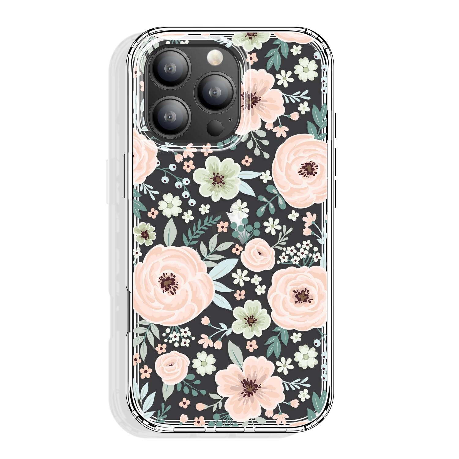 GYZYA for iPhone 16 Pro Max Case, Clear 6.9 Inch with Pattern Design, Protective Slim TPU Cover + Shockproof Bumper for Women and Girls (Chic Flowers)