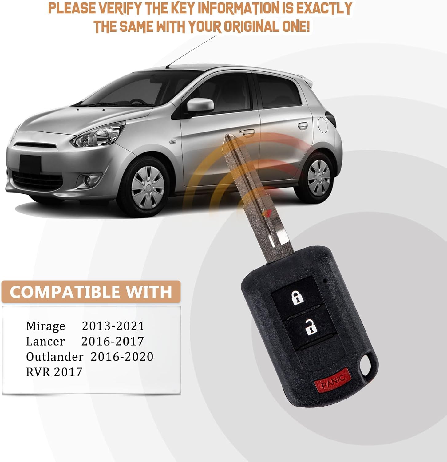 New Keyless Entry Replacement Car Key Fob for Mirage Lancer Outlander with FCC ID: OUCJ166N P/N:850G-J166N Frequency:315Mhz CHIP:ID46 (Pair)