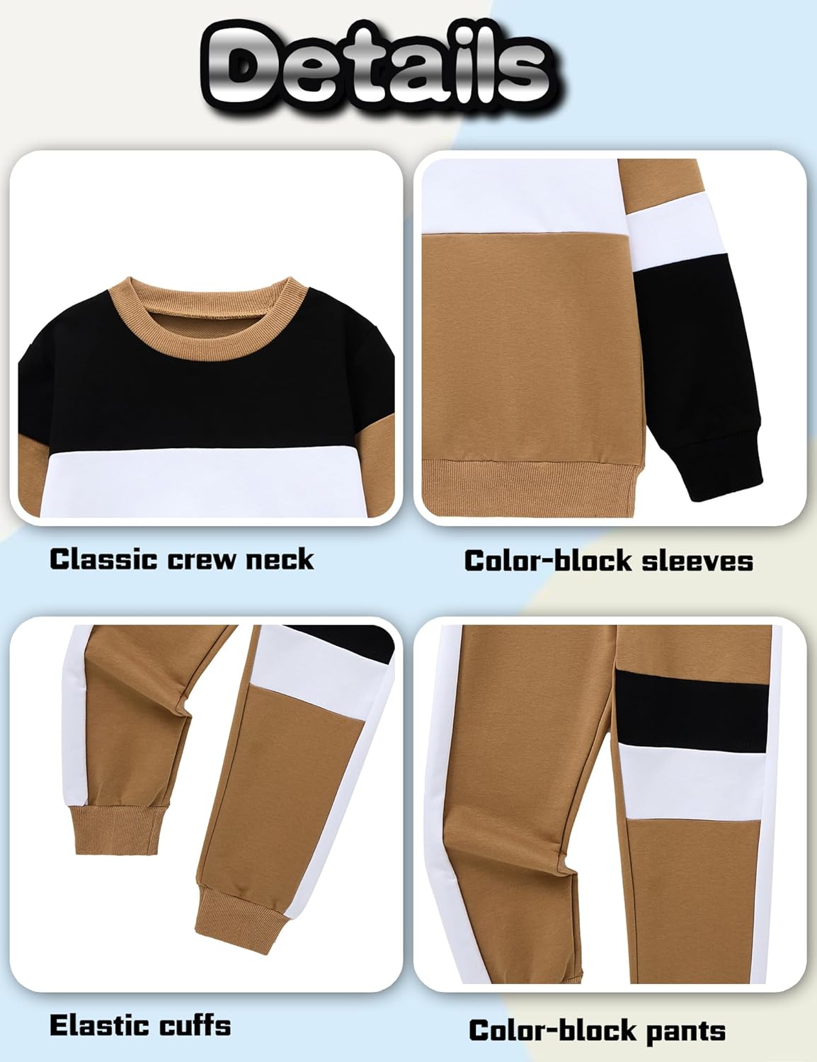 mkodopy Boys Clothes Hoodie Sweatsuits Tops and Pants Boys Fall Winter Outfits Boy Clothing Set - Image 7