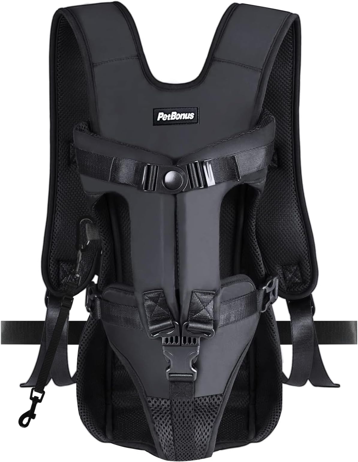 Pet Front Dog Carrier Backpacks, Adjustable Pet Backpack, Legs Out Easy-fit Puppy Chest Carrier for Medium Small Dogs, Hands Free for Hiking, Cycling (Black, S)