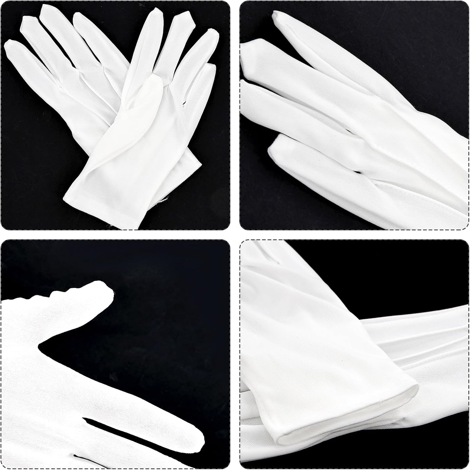 5 Pairs White Gloves Men, Uniform Parade Costume Gloves for Formal Tuxedo Police Server Funeral Guard, Costume Glove For Men