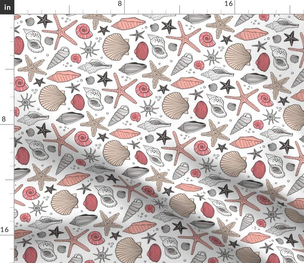 Spoonflower Fabric - Seashells Nautical Ocean Shells Peach Pink Rotated Seashell Shell Sea Printed on Petal Signature Cotton Fabric by The Yard - Sewing Quilting Apparel Crafts Decor