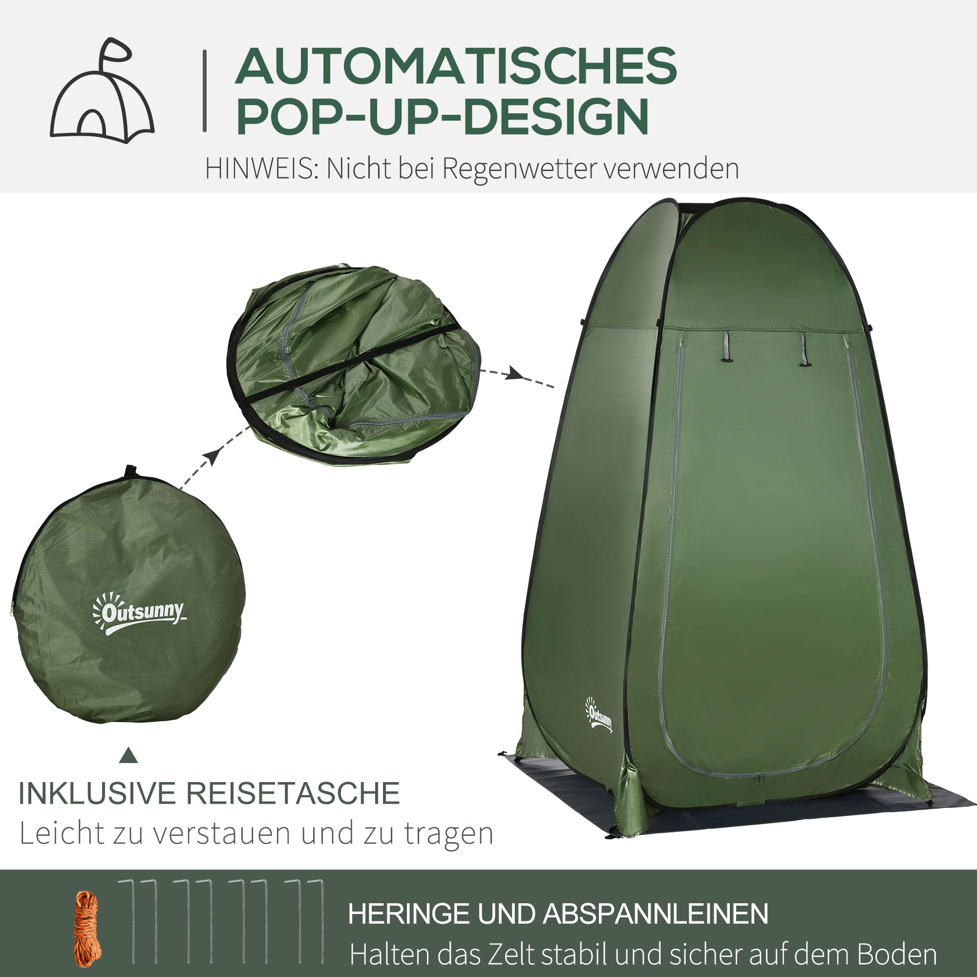 Outsunny Pop up Duschzelt Toilettenzelt Camping Umkleidezelt mit Tragetasche Mobile Outdoor Toilette Umkleidekabine Lagerzelt 126 x 124 x 189 cm
