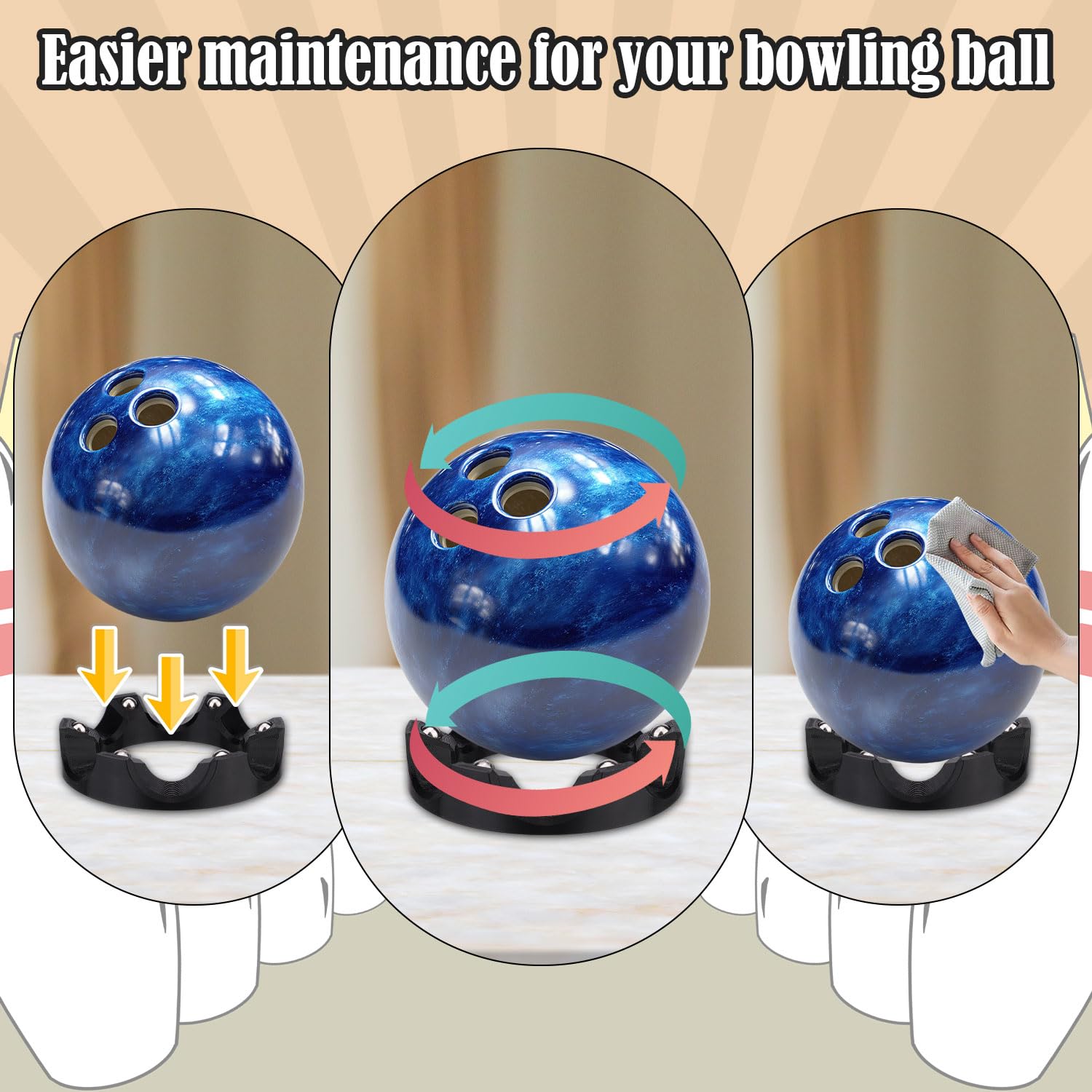 Support Tournant 360° Pour Nettoyer Et Polir Votre Boule De Bowling – Anneau De Ponçage, Outil D’entretien Pratique