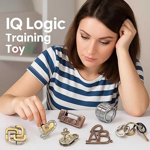 Miniatura 26 de Wettarn Rompecabezas de metal de acero 3D para adultos, juego de desbloqueo, educación de inteligencia intelectual, lógica, prueba de lógica