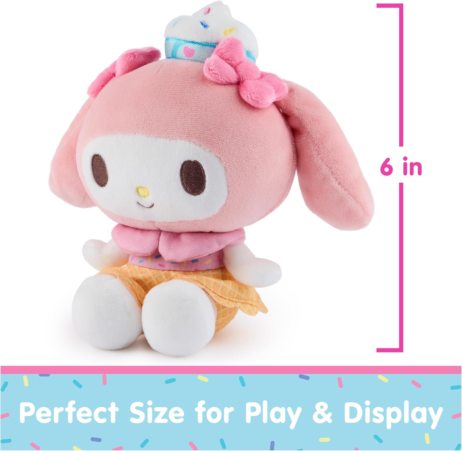 GUND Sanrio Hello Kitty and Friends My Melody Ice Cream Plush, Stuffed Animal for Ages 1 and Up, Pink/White, 6”