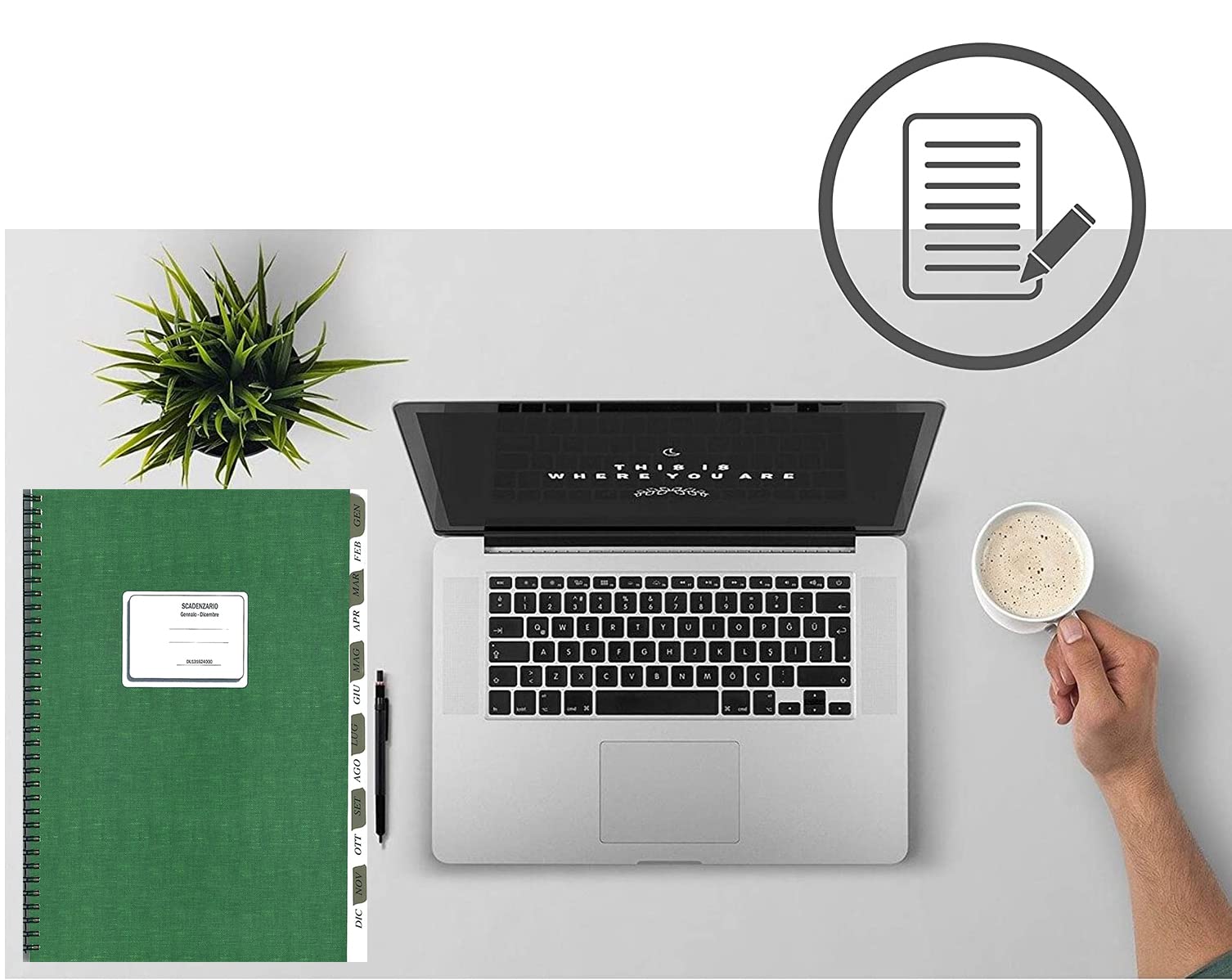 Scadenziario Mensile Data Ufficio A5 - 12 Mesi Spiralato, 48 Pagine, Per Pagamenti E Fornitori