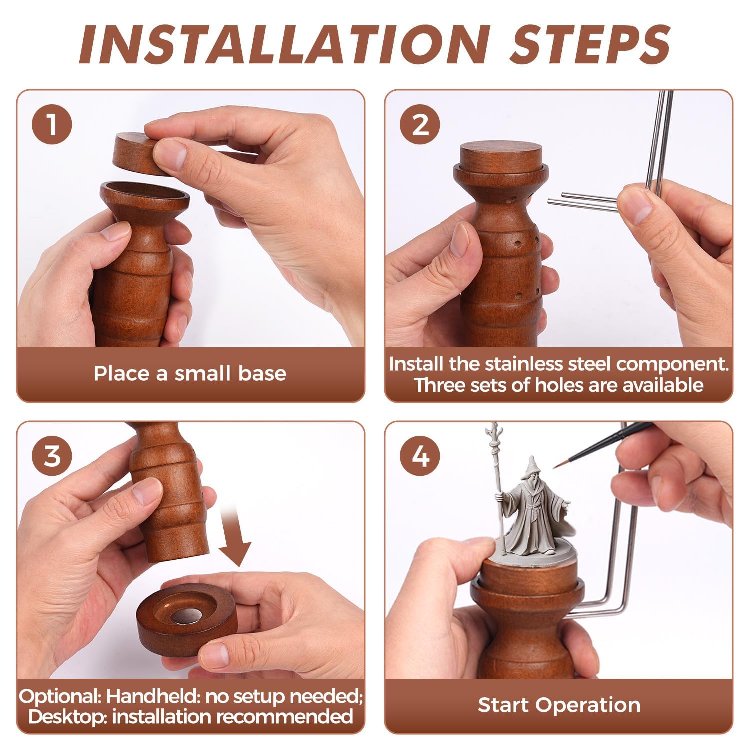 Golden Maple Miniatur-Malgriff – 360 Grad drehbarer Miniaturhalter für Tisch-Miniaturen, Fantasy-Modelle, Kits für Acrylmalerei und Detaillierung