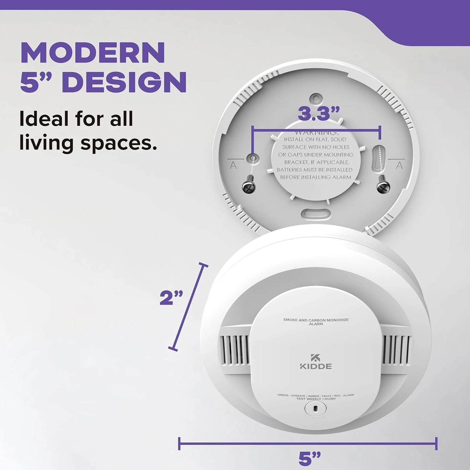 Kidde 30CUDR Smoke & Carbon Monoxide Alarm, 2 AA Battery Powered Combo Detector, Photoelectric Smoke + Electrochemical CO Sensors, Self-Testing, Reduced Nuisance Alarms