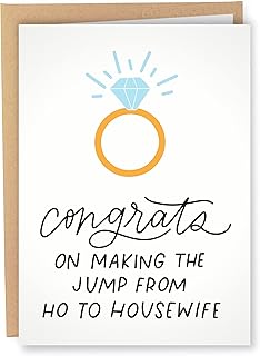 Sleazy Greetings Funny Wedding Card For Bachelorette Party Bridal Shower - Congrats On Making The Jump From Ho To Housewife - Funny Congratulations Card For Bride To Be