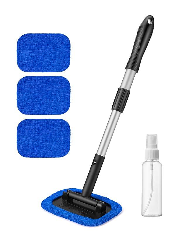 Kit limpador de para-brisa AstroAI com cabo telescópico, cabeça giratória 180° e raspador de gelo