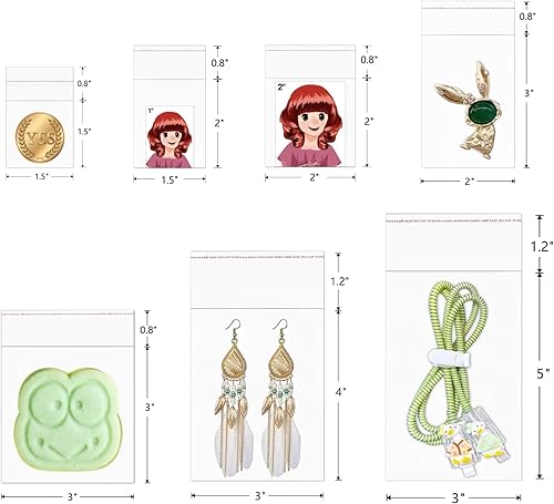 Miniatura 3 de Pequeñas bolsas autosellantes de 2 x 3 pulgadas, 300 unidades, pequeñas bolsas adhesivas para violonchelo, bolsas de polietileno OPP sellables de