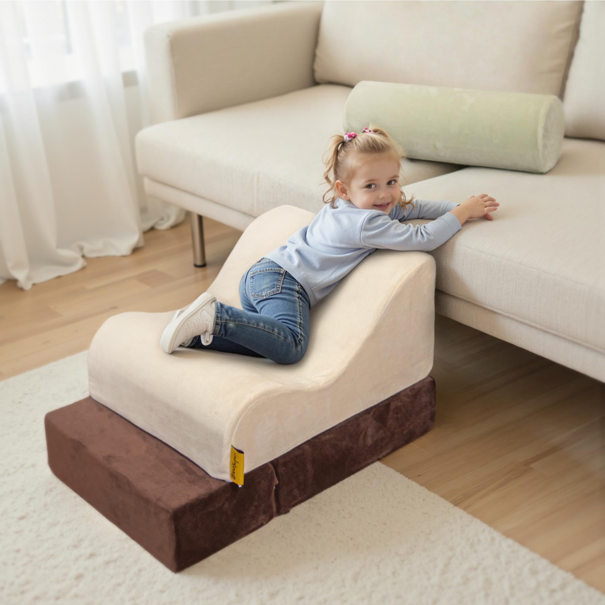 BanaSuper Parcours Motricité Bébé, Jeu de Motricité Enfant, Blocs Mousse Éducatifs avec Velcro, Jeu d'Intérieur pour Maison Crèche, Structure d'escalade Antidérapante, Design Lavable, 3 Pièces