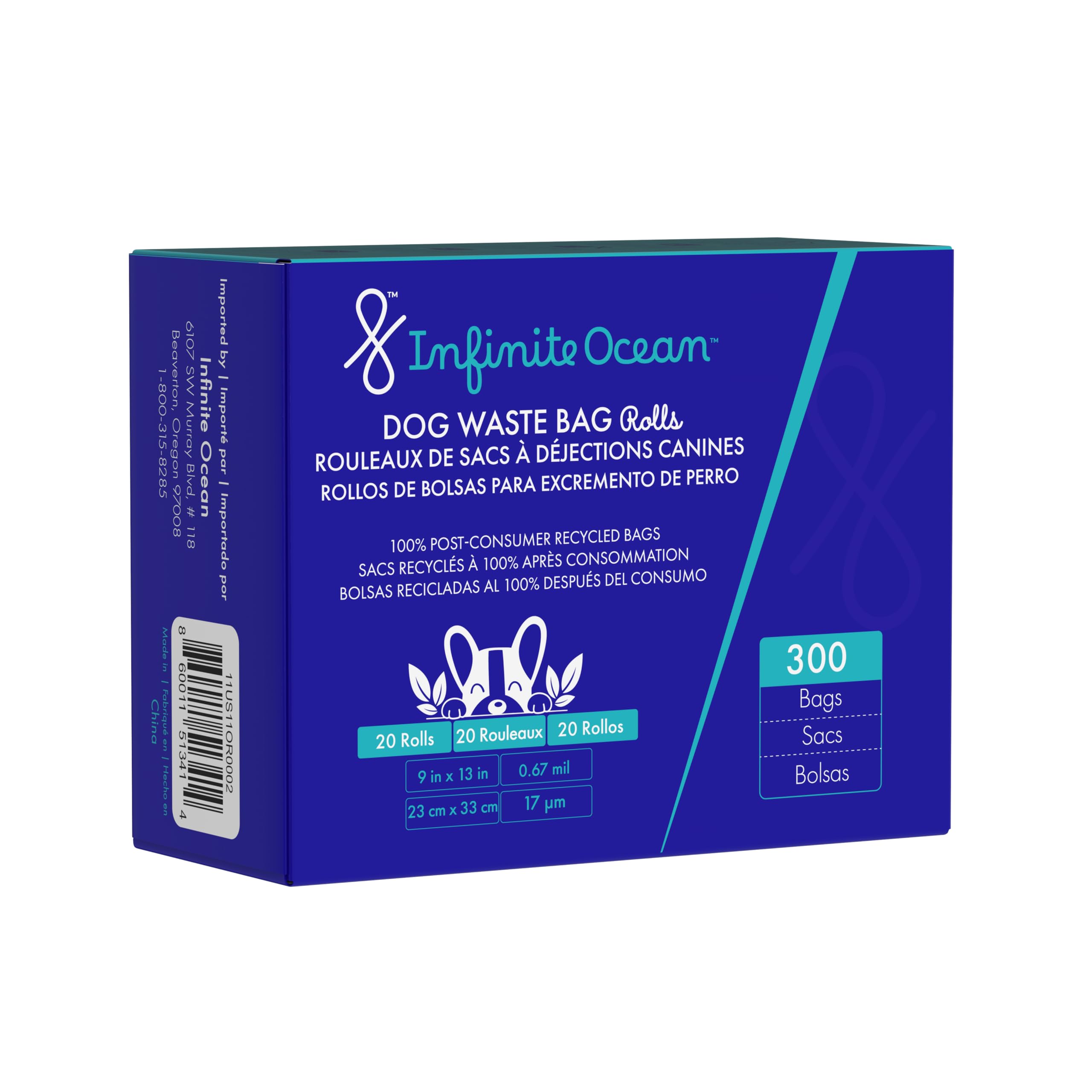 100% Post-Consumer Recycled Poop Bags for Dogs, 300 Dog Waste Bags, Odor-Proof, Leak-Proof, Extra-Thick Black Refill Rolls, Unscented, Doggie, Doggy, Puppy Bags