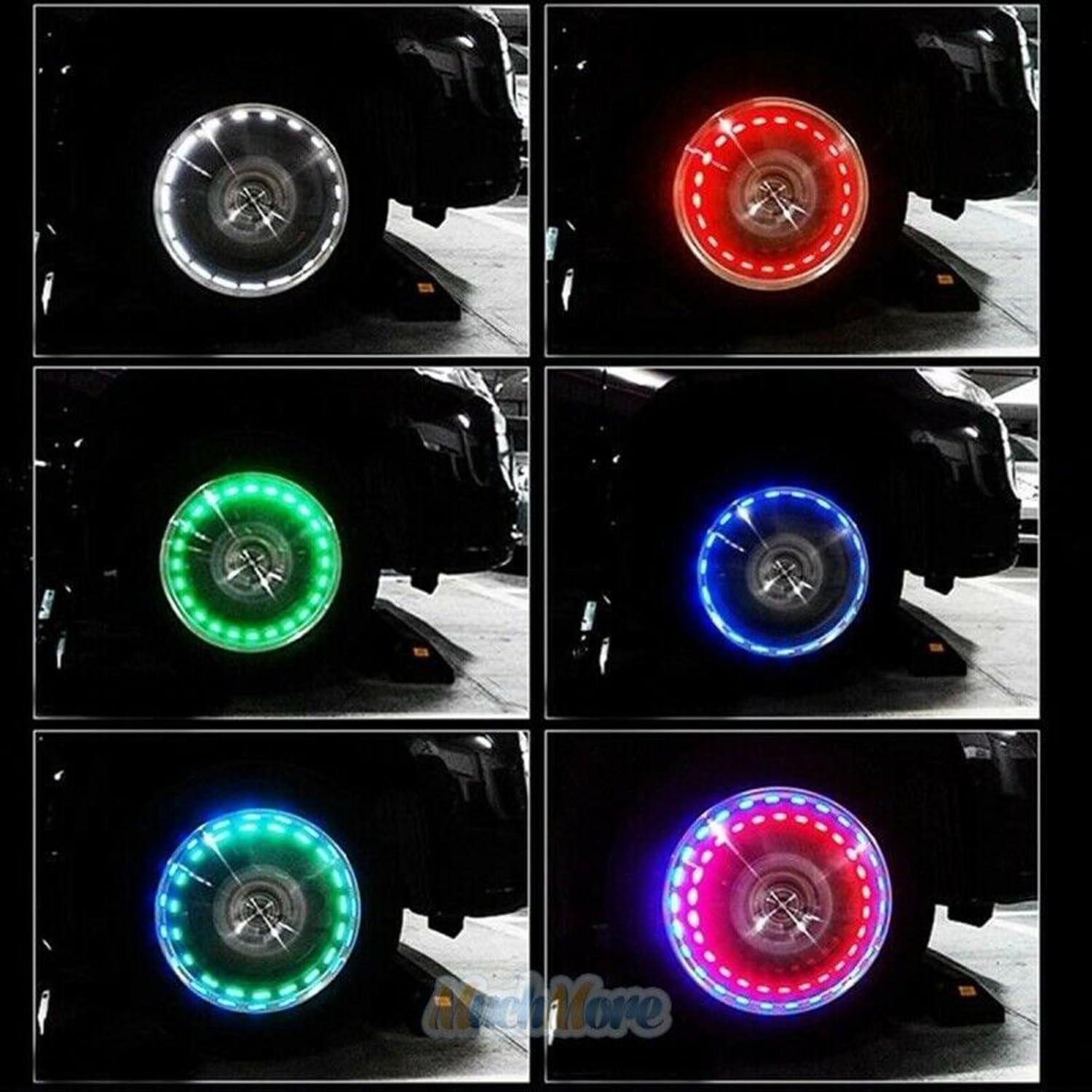 Riloer Car Tire Wheel Lights Wheel Tire Air Valve for Car Bicycle Motorcycles, Hub Lamp Cap Light with Motion Sensors, Multicolor LED Tire Light Gas Nozzle, 4-Pack